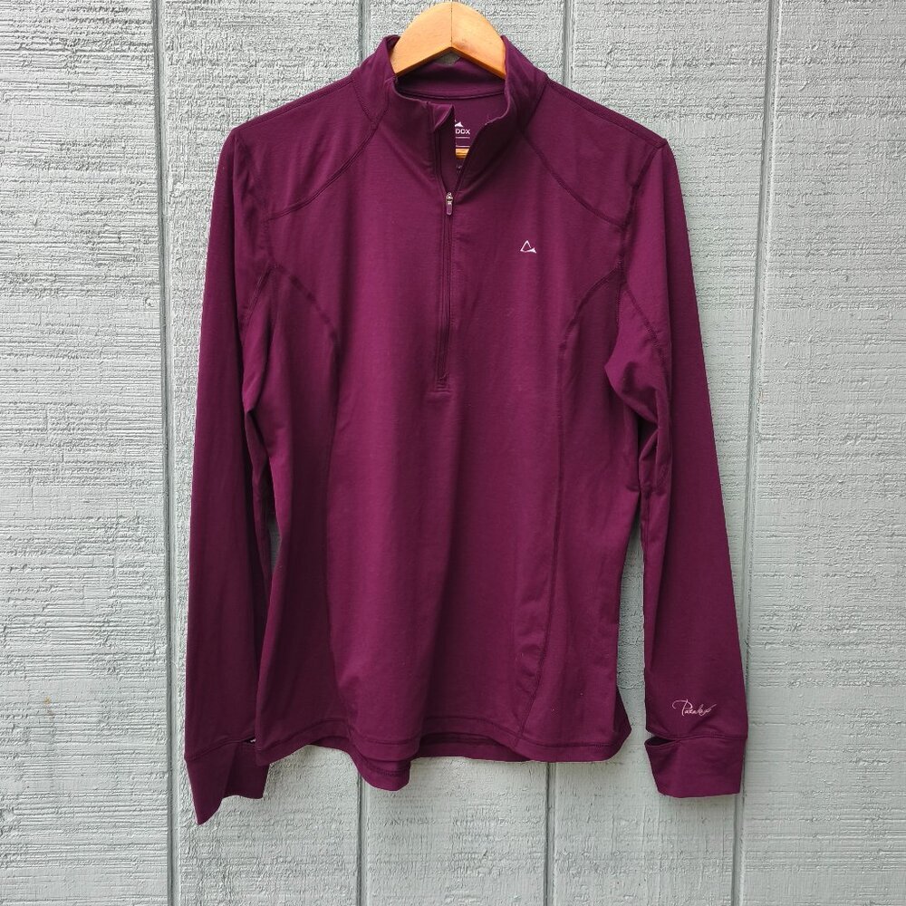Paradox Merino Wool Blend 1/4 Zip Baselayer Top sz XL Purple Outdoors Hiking